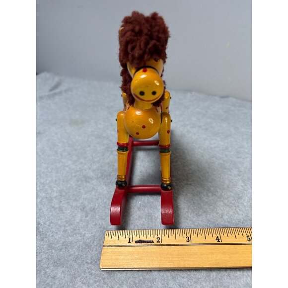 Vintage Wooden Rocking Horse Figurine by Lucie Sable Imports Ltd Taiwan 1980s - Picture 8 of 9